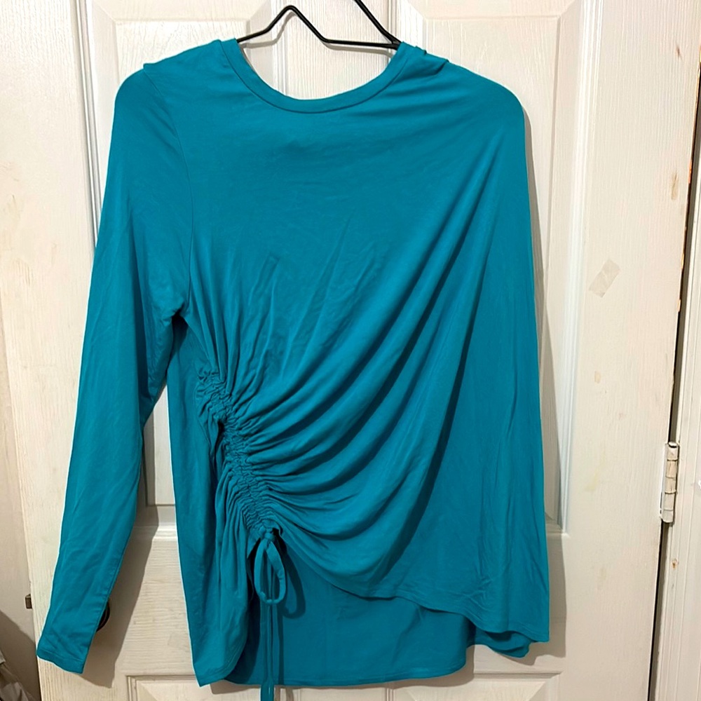 Karen Kane Teal Ruched Long Sleeve Top szxXL